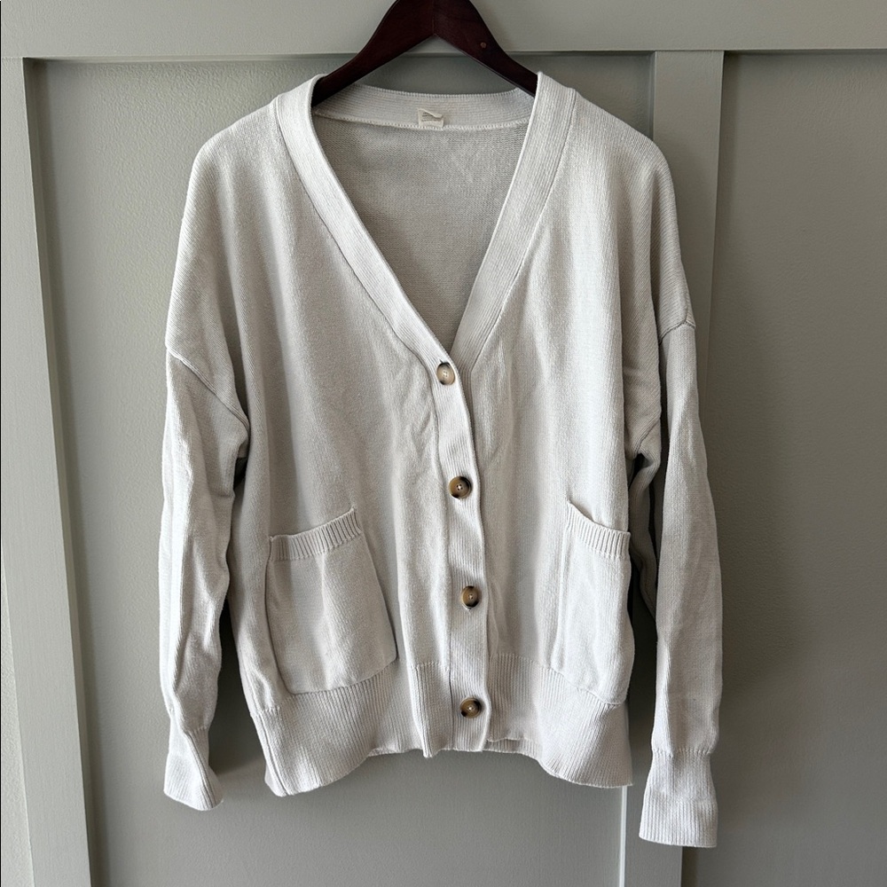 Women's Cream Cardigan Sweater - Picture 2 of 8